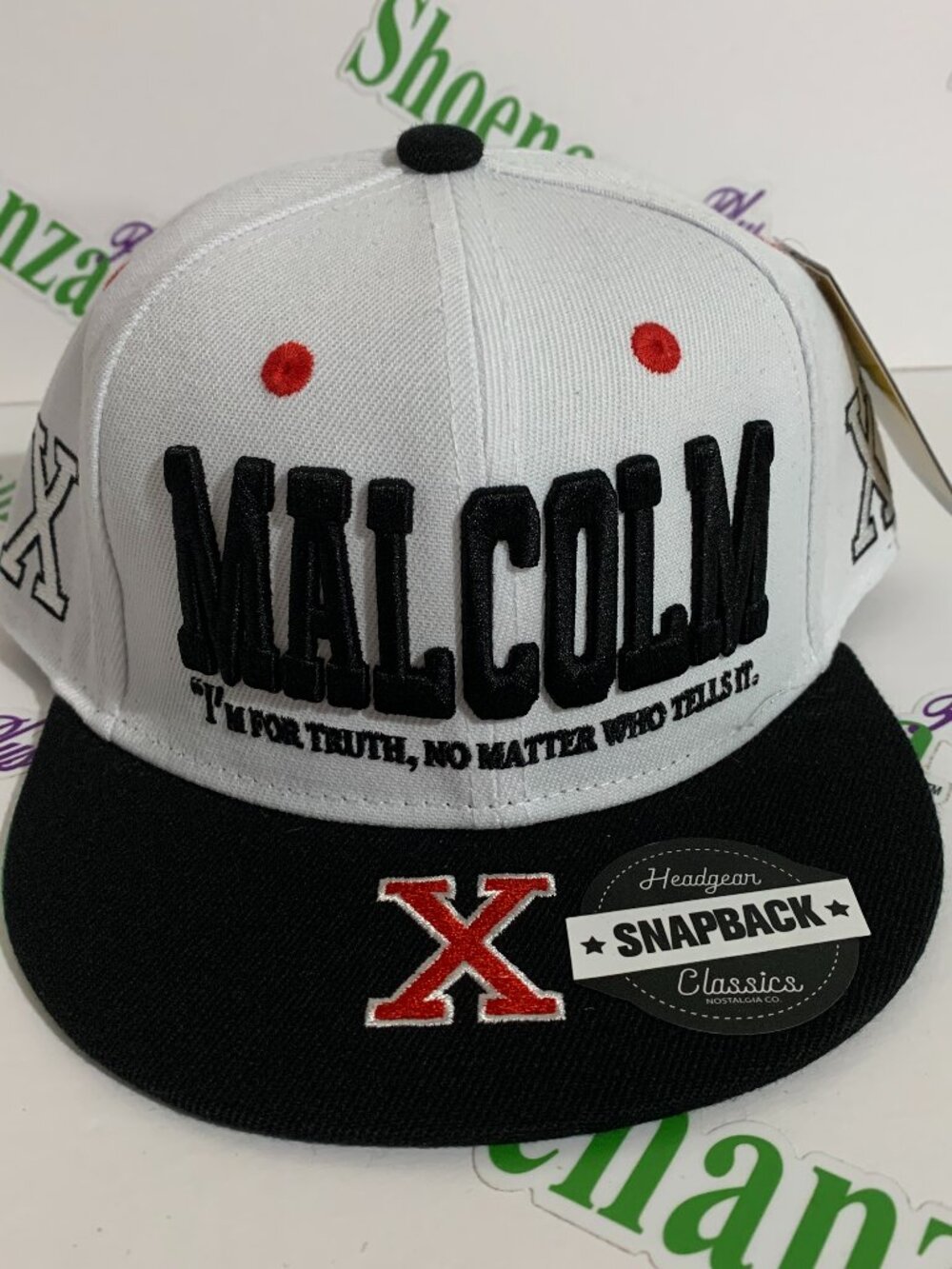 Headgear Classics Hat Malcom X For The Truth White Black Snapback Cap Youth Kid